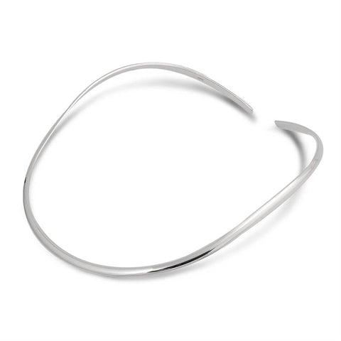 Sterling Silver Rounded Flat Choker Necklace - Matador Diamond