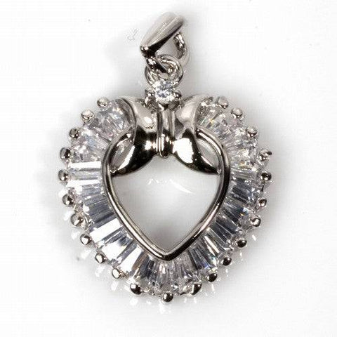 Sterling Silver CZ Heart Pendant Necklace - Matador Diamond