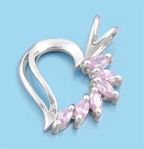 Sterling Silver CZ Heart Pendant Necklace - Matador Diamond