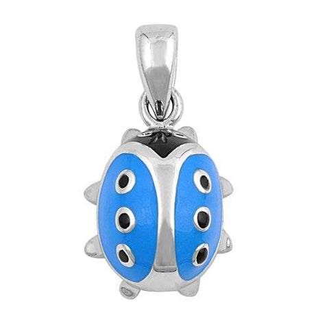 Sterling Silver Blue Ladybug Pendant Necklace - Matador Diamond
