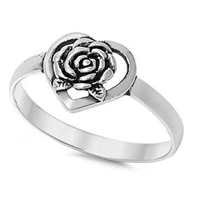 Sterling Silver Rose Heart Ring - Matador Diamond