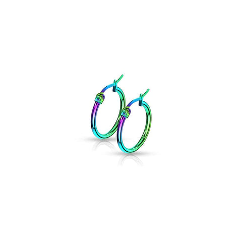 Stainless Steel Rainbow Hoop Earrings - Matador Diamond