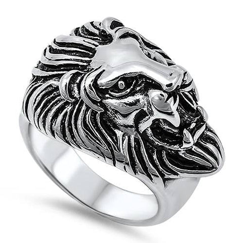 Stainless Steel Lion Head Ring - Matador Diamond