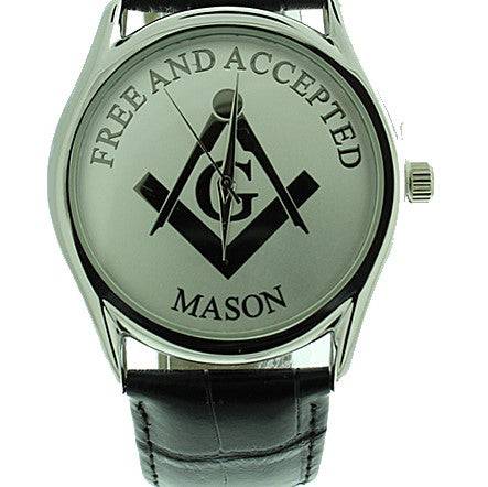 Masonic Free and Accepted Watch with Leather Band - Matador Diamond
