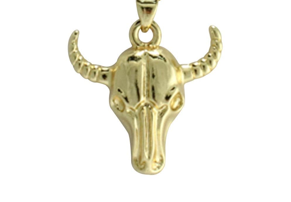 Stainless Steel Gold Bull Horn Pendant Necklace - Matador Diamond