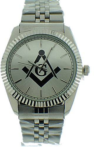 Masonic Watch with Stainless Steel Silver Band - Matador Diamond